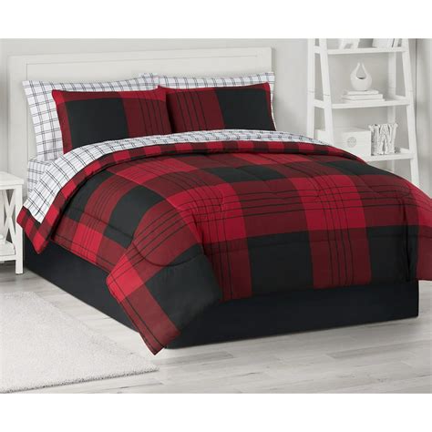 red black plaid comforter